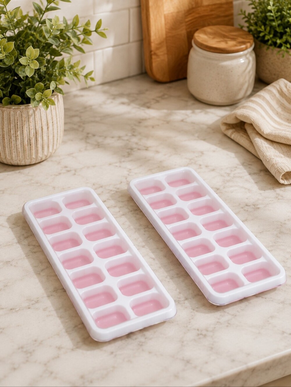 Pink Silicone Ice Cube Trays – Set of 2